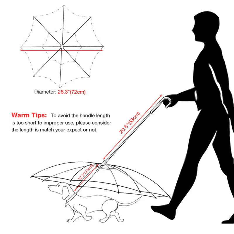 Transparent Pet Umbrella with Dog Leash