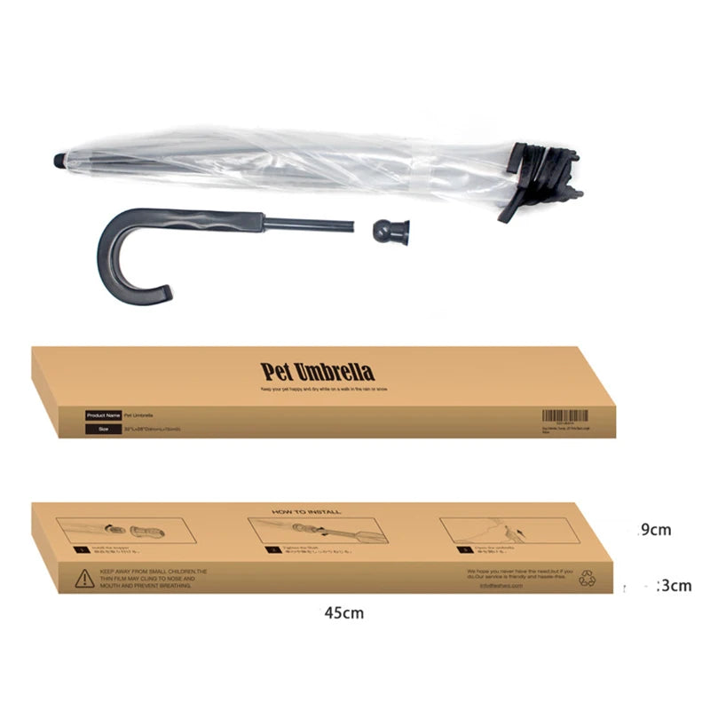 Transparent Pet Umbrella with Dog Leash