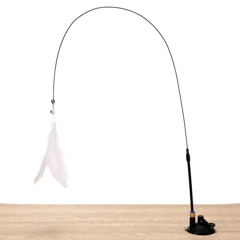 Cats Toys Feathers Wand Interactive with Super Suction Cup Detachable