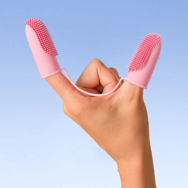 Dog Super Soft Pet Finger Toothbrush Teeth Cleaning Bad Breath Care, Nontoxic Silicone.