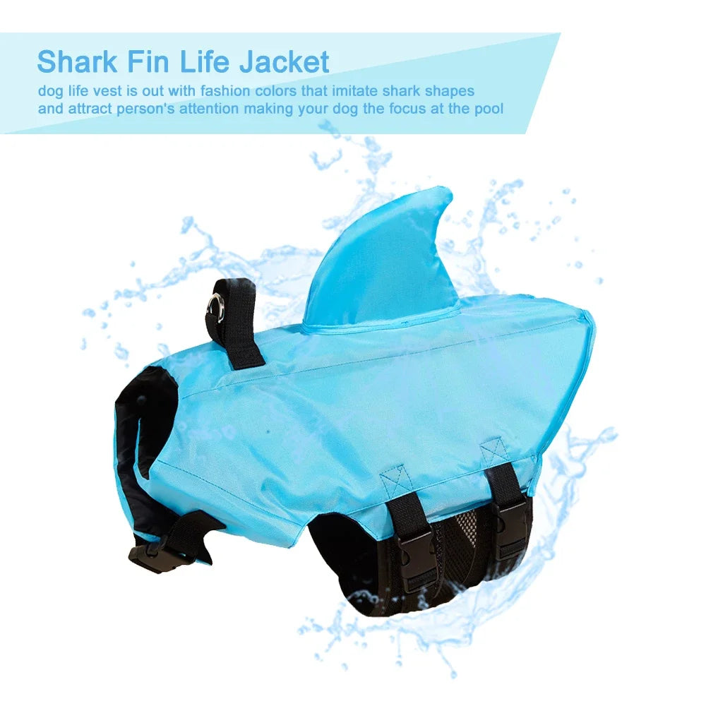 Dog Life Jacket with shark fin, Enhanced Buoyancy clothe for dogs