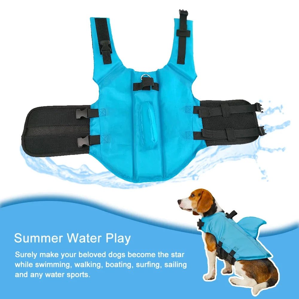 Dog Life Jacket with shark fin, Enhanced Buoyancy clothe for dogs