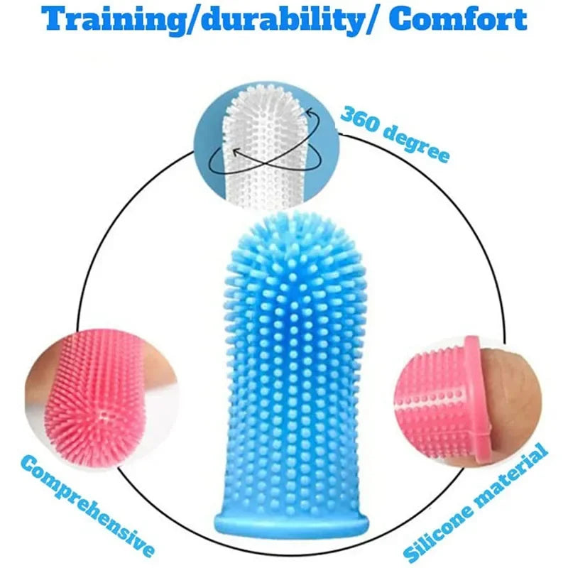 Dog Super Soft Pet Finger Toothbrush Teeth Cleaning Bad Breath Care, Nontoxic Silicone.
