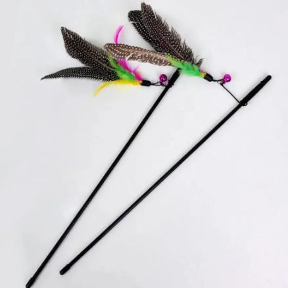 Cats Toys Feathers Wand Interactive Toy Kitten Toy Rod with Bell Feather Replacements 