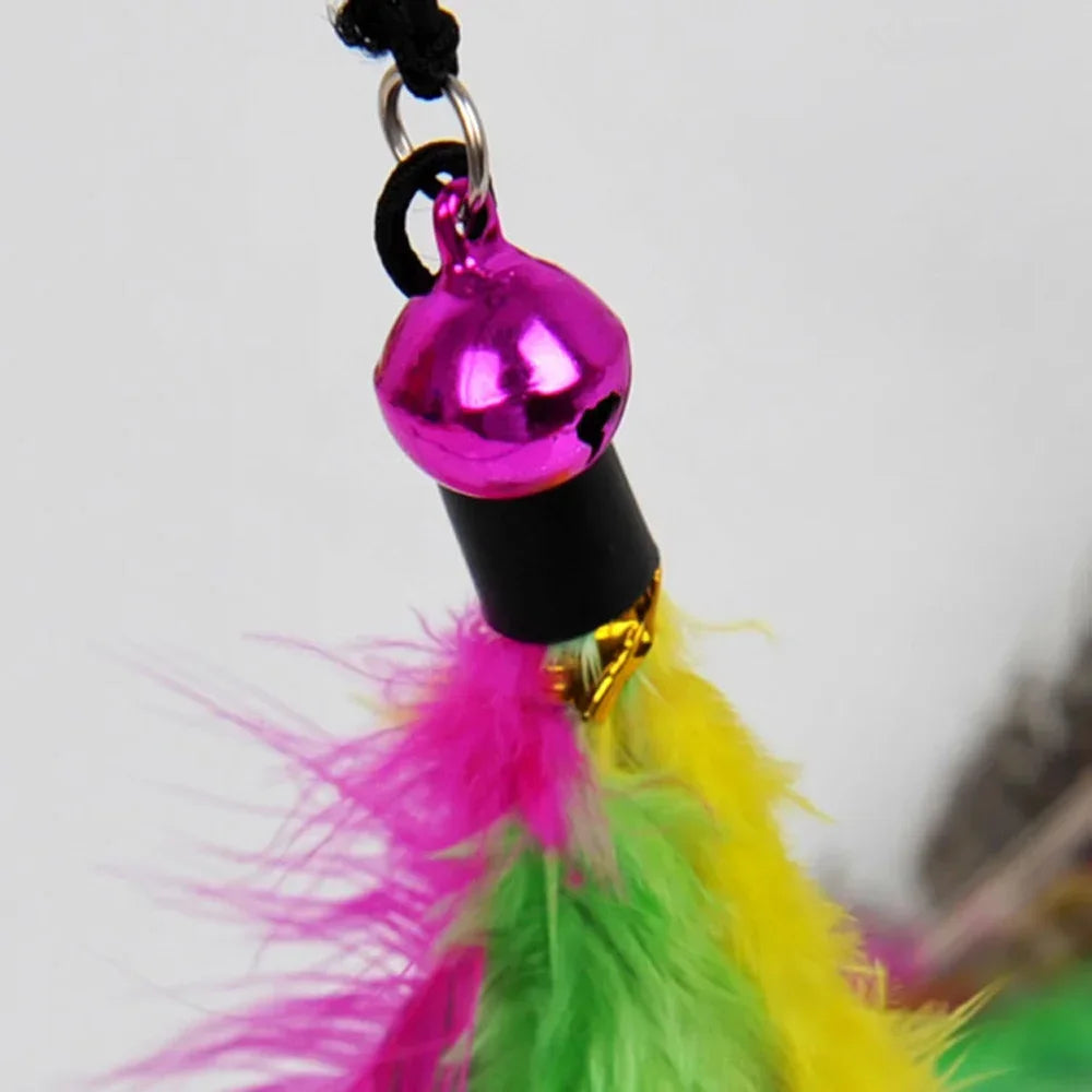 Cats Toys Feathers Wand Interactive Toy Kitten Toy Rod with Bell Feather Replacements 