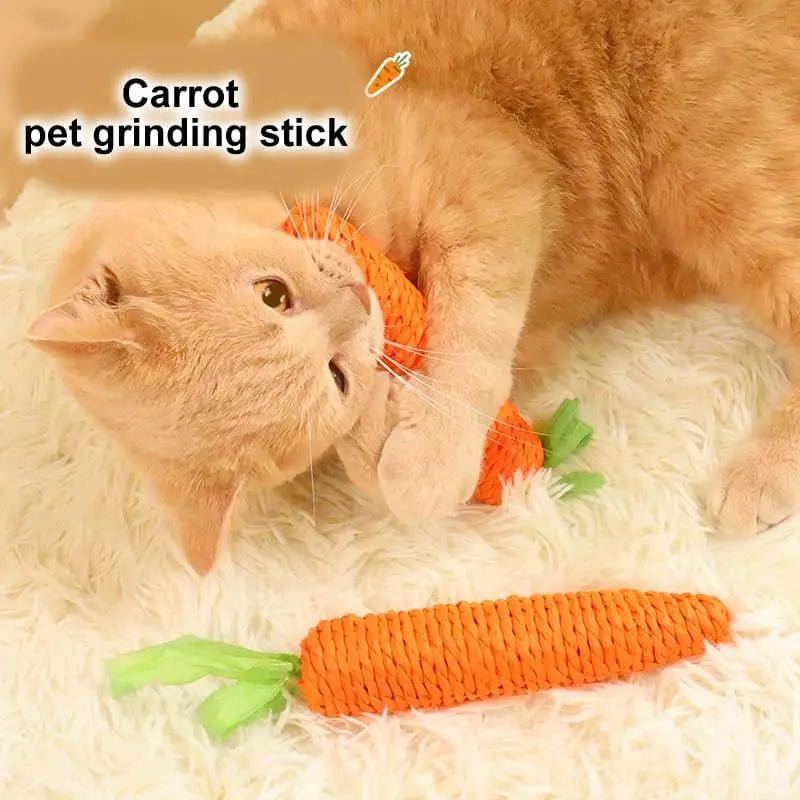Cat Toys Self-Entertainment Carrot Teething and Cat Teasing Sticks