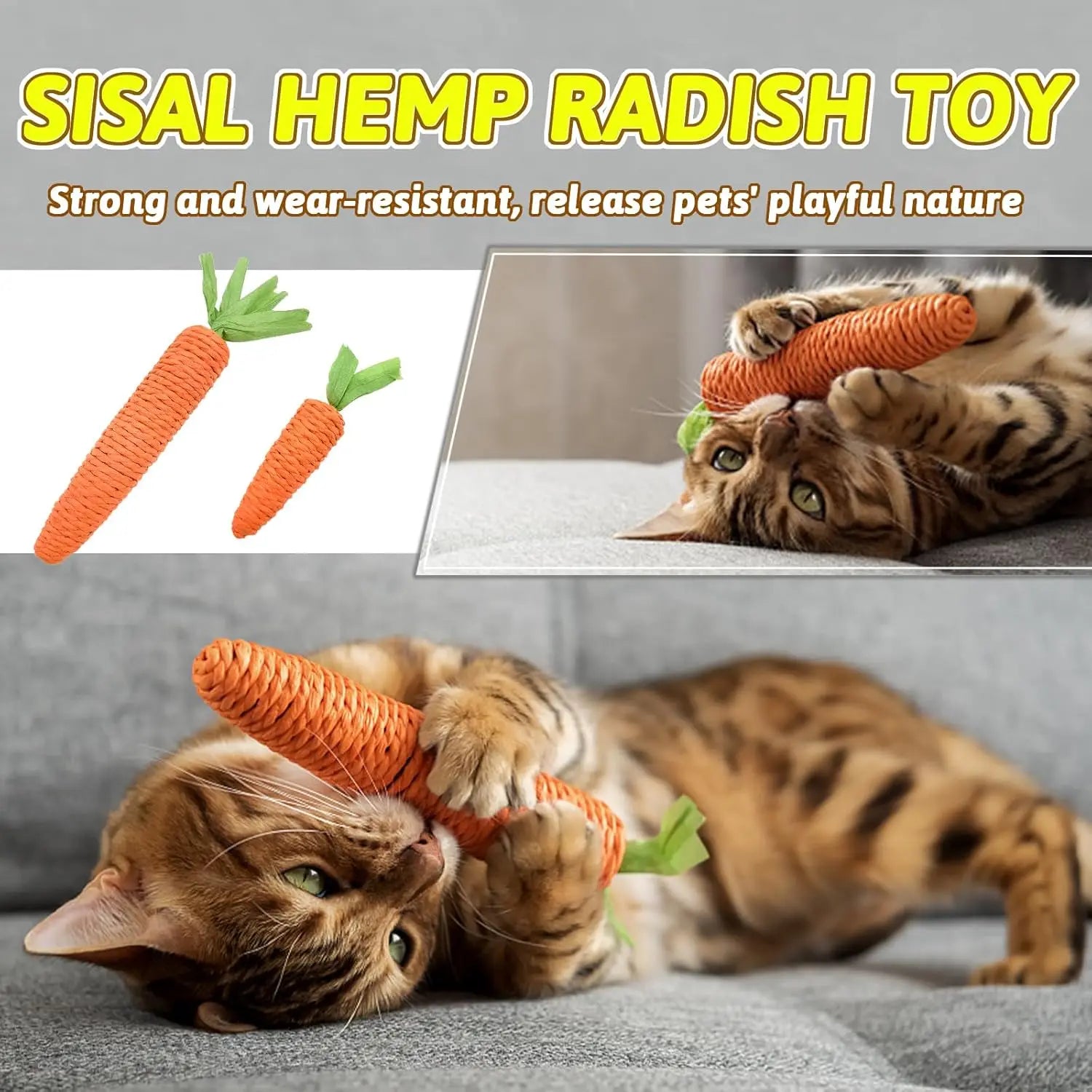 Cat Toys Self-Entertainment Carrot Teething and Cat Teasing Sticks