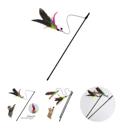 Cats Toys Feathers Wand Interactive Toy Kitten Toy Rod with Bell Feather Replacements 