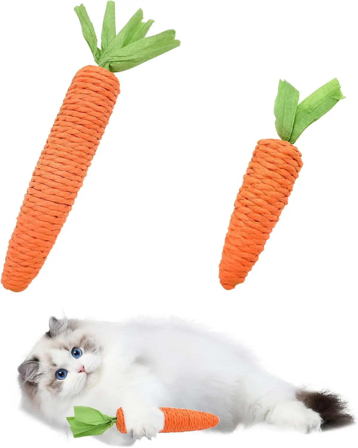 Cat Toys Self-Entertainment Carrot Teething and Cat Teasing Sticks