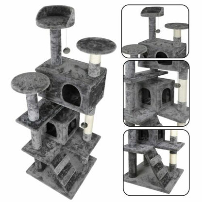 Cat Tree Tower 55" STURDY Activity Center Large Playing House