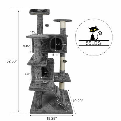 Cat Tree Tower 55" STURDY Activity Center Large Playing House